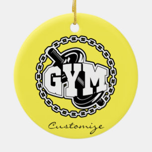 Gym Barbell Logo Thunder_Cove Ceramic Tree Decoration