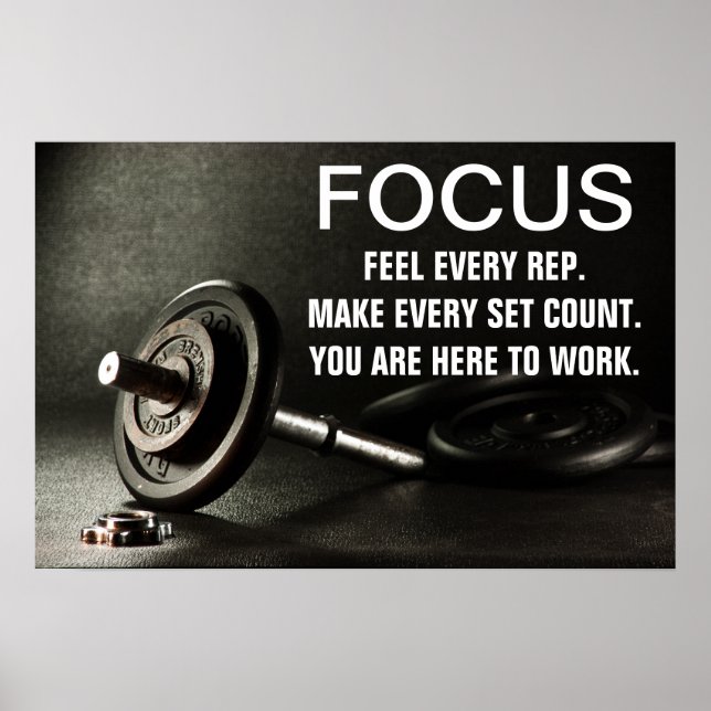 Gym Barbell Workout Motivation Quote Poster (Front)