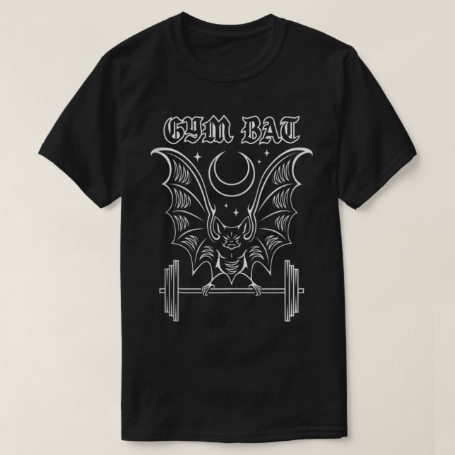 Gym Bat Gothlete Workout Vampire Bat And Moon Heal T-Shirt (Design Front)