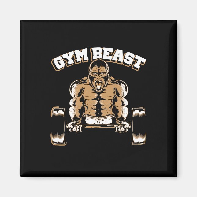 Gym Beast Gorilla Weightlifting Bodybuilding Worko Magnet (Front)