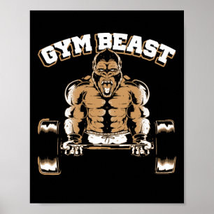 Gym Beast Gorilla Weightlifting Bodybuilding Worko Poster
