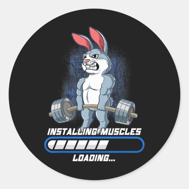Gym Bodybuilding Installing Muscles  Classic Round Sticker (Front)