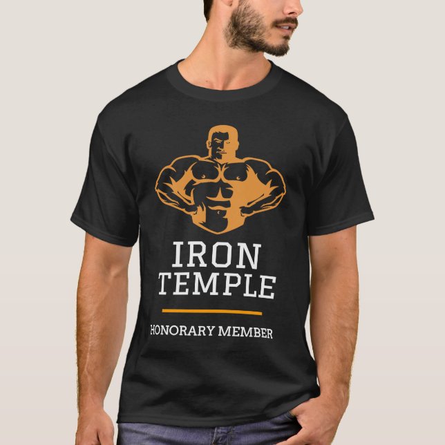 Gym buff Exercise Iron Temple T-Shirt (Front)