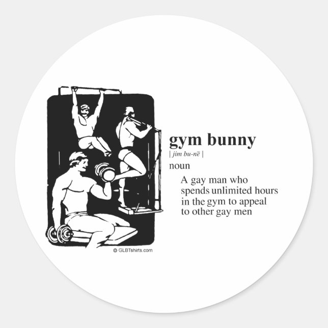 GYM BUNNY CLASSIC ROUND STICKER (Front)
