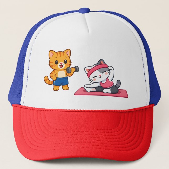 Gym Cat Trucker Hat (Front)