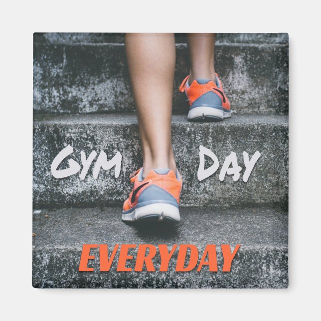 Gym Day Everyday Workout Motivation Stairs Orange Magnet (Front)