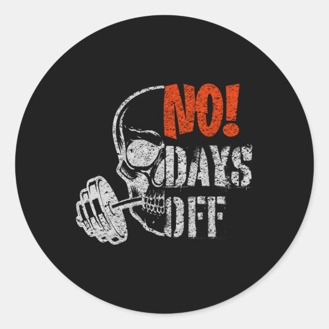Gym Day Skull Weightlifting Gym Motivation And Fit Classic Round Sticker (Front)