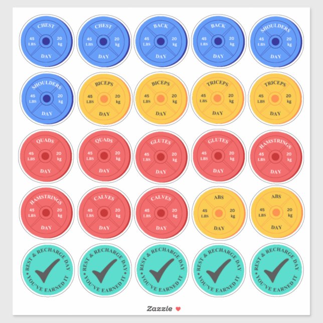 Gym Day Workout Planner Stickers (Sheet)