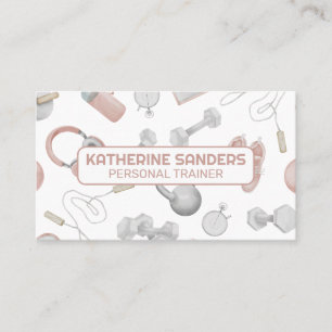 Gym Equipment Pattern Fitness Business Card