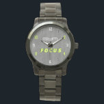 GYM FOCUS Modern Fitness Watch<br><div class="desc">This modern GYM FOCUS watch is designed for fitness lovers and gym spaces. The minimalist gray background combined with bold neon green typography creates a powerful and energetic look that fits perfectly in gyms, workout rooms, fitness studios, or home gyms. The numbers are styled in a dynamic mix of neon...</div>