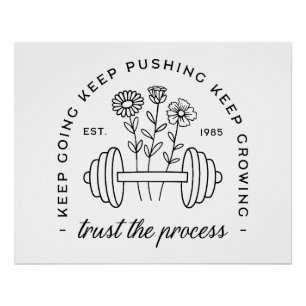 Gym girl aesthetic quotes floral dumbbell poster