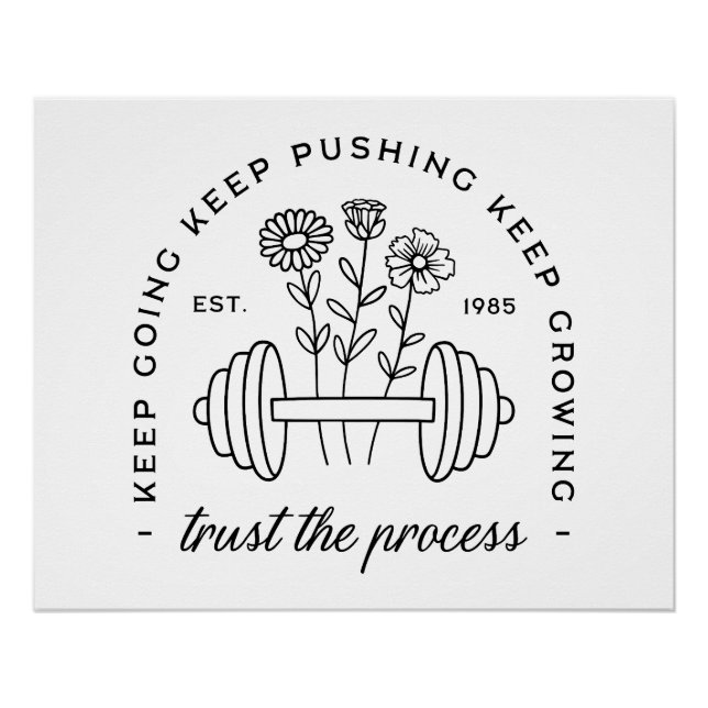 Gym girl aesthetic quotes floral dumbbell poster (Front)
