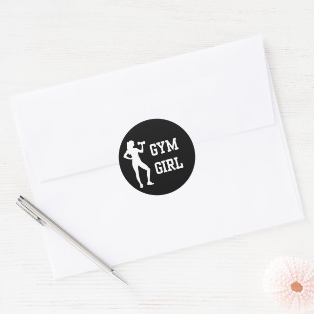 Gym girl classic round sticker (Envelope)