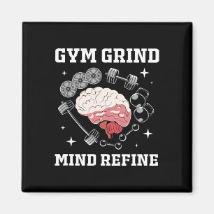 Gym Grind Mind Refined Bodybuilding Funny Gym Rat  Magnet