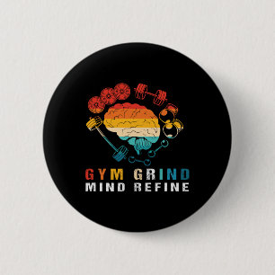 Gym Grind Mind Refined Bodybuilding Retro Gym Rat 6 Cm Round Badge