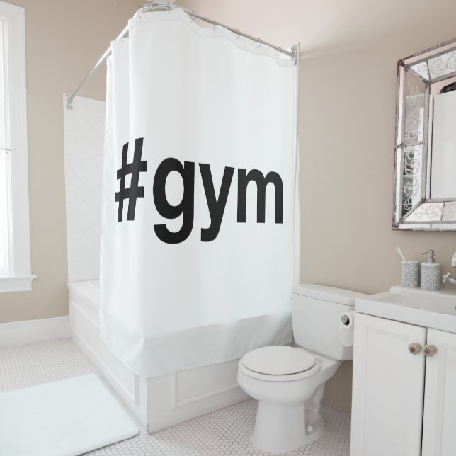 GYM Hashtag Shower Curtain (In Situ)