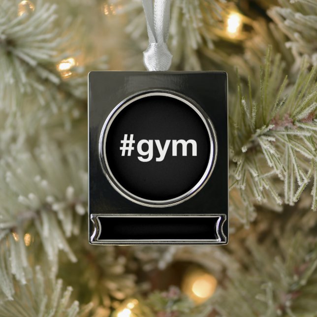 GYM Hashtag Silver Plated Banner Ornament (Tree)