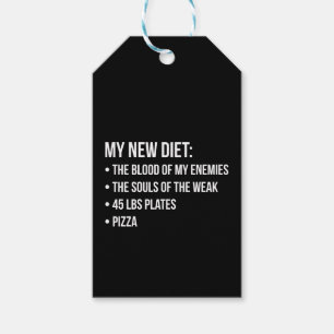 Gym Humor - Diet - Blood, Souls, Pizza - Funny Gift Tags