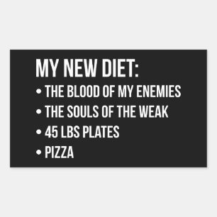 Gym Humour - Diet - Blood, Souls, Pizza - Funny Rectangular Sticker
