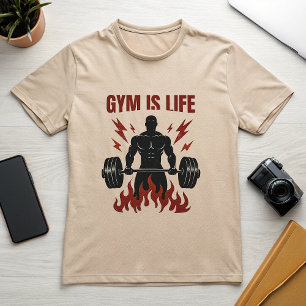 Gym Is Life Savage Alpha Motivational T-Shirt   