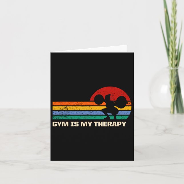 Gym Is My Therapy Workout Sayings Fitness Quotes H Card (Front)
