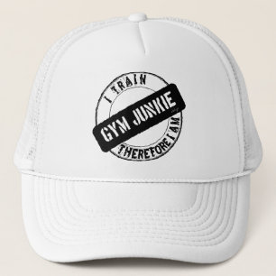 GYM JUNKIE. I TRAIN THEREFORE I AM. black Trucker Hat