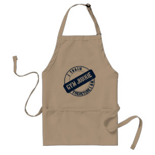 GYM JUNKIE. I TRAIN THEREFORE I AM. blue Standard Apron