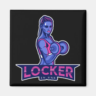 Gym locker in use woman girl weightlifting magnet