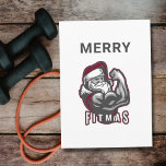gym lover fit Santa merry Christmas funny Holiday Card<br><div class="desc">the perfect Christmas card for gym and fitness lover featuring a fit Santa flexing his biceps and the text,  Merry Fitmas</div>