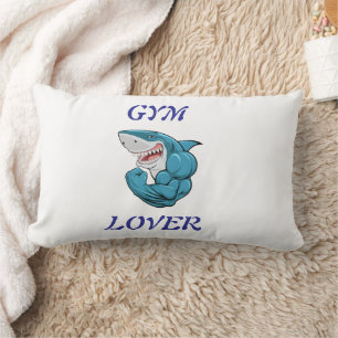 Gym Lover Shark – Funny Fitness Shark Design Lumbar Cushion