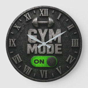 Gym Mode On Home Gym Decor Fitness Motivation Gift Large Clock