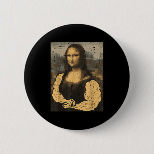 Gym Mona Lisa Muscle Fun Workout Fitness Bodybuild 6 Cm Round Badge