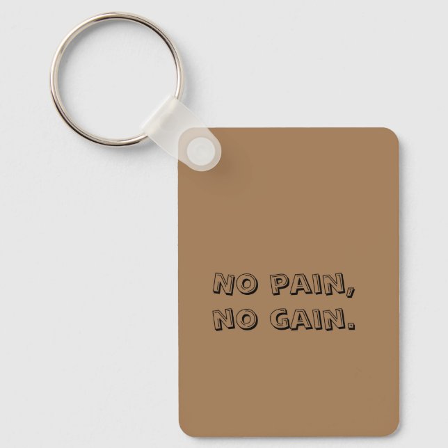 GYM Motivation Custom text  And Light Brown Key Ring (Front)