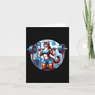 Gym Muscle Girl With A Barbell Power Beauty Bodybu Card