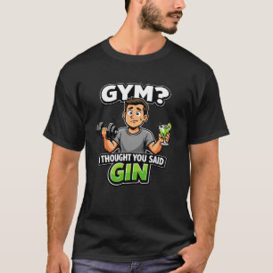 Gym or Gin Funny Cartoon Workout Humour T-Shirt