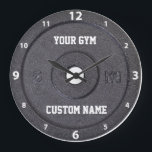 Gym Owner or User White Numbers Clock<br><div class="desc">Gym Owner or User Funny dark grey disc weight image with your custom text perfect gift for gym owners,  those love workout,  fitness and bodybuilding,  or just like to spend time in gymnasium</div>