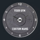 Gym Owner or User White Numbers Clock<br><div class="desc">Gym Owner or User Funny dark grey disc weight image with your custom text perfect gift for gym owners,  those love workout,  fitness and bodybuilding,  or just like to spend time in gymnasium</div>