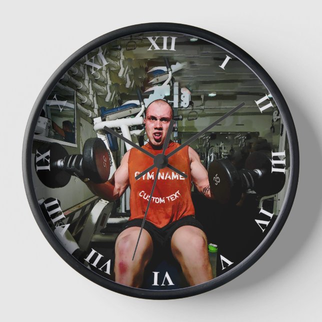Gym Owner Workout Fitness With Your Gym Name Clock (Front)