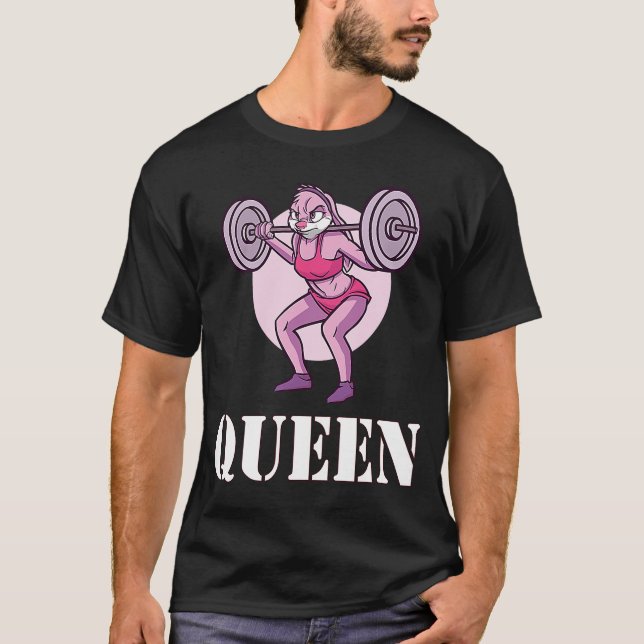 Gym Partner Queen Bunny Weightlifting Goals Fitnes T-Shirt (Front)
