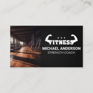 Gym Personal Trainer Fitness Flexing Logo Business Card