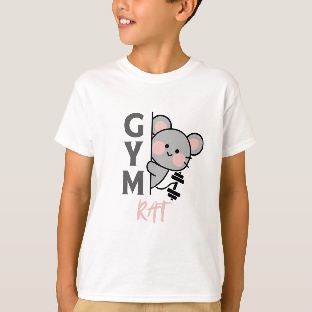 Gym rat cute mouse graphic t-shirt (Front)
