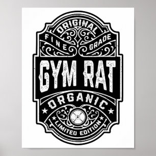 Gym Rat Vintage Whiskey Label Bodybuilding Gym Wor Poster