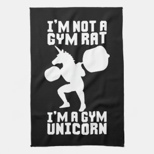 Gym Rat vs Gym Unicorn - Funny Workout Inspiration Tea Towel