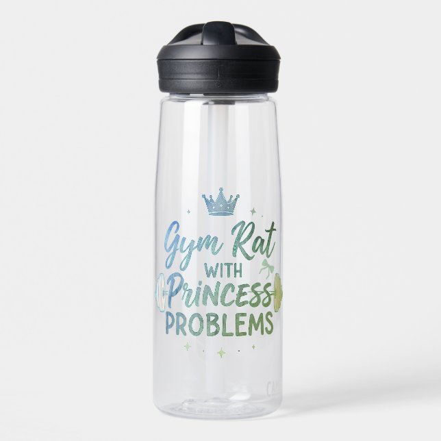 Gym Rat with Princess Problems Fitness Water  Bottle (Front)