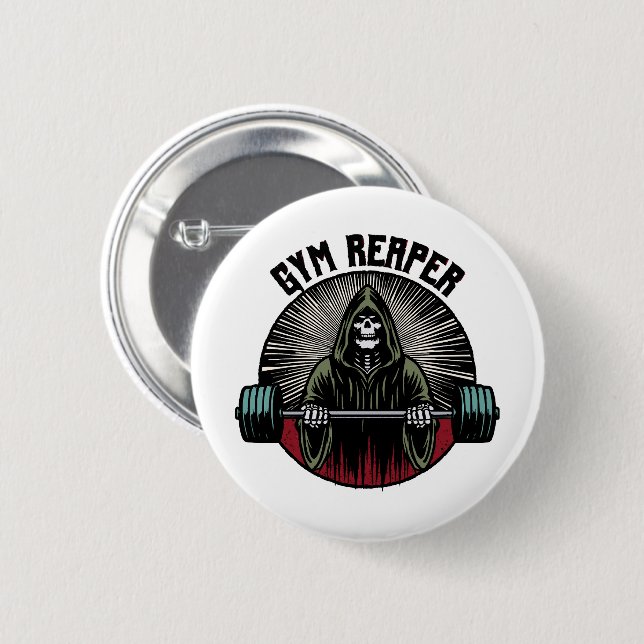 Gym Reaper Workout 6 Cm Round Badge (Front & Back)