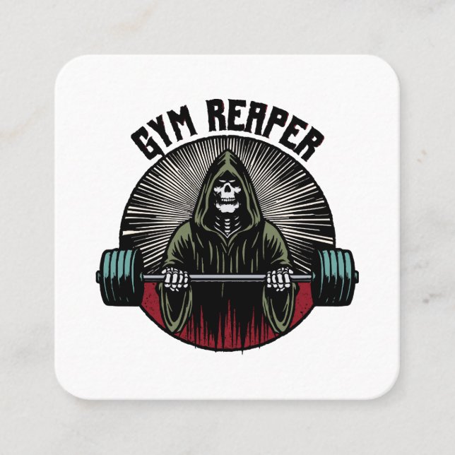 Gym Reaper Workout Square Business Card (Front)