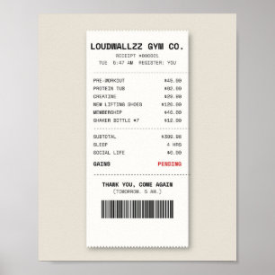 Gym Receipt Funny Workout Poster