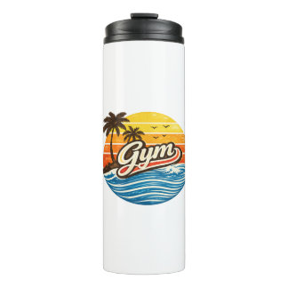 Gym Retro Sunset Design Thermal Tumbler