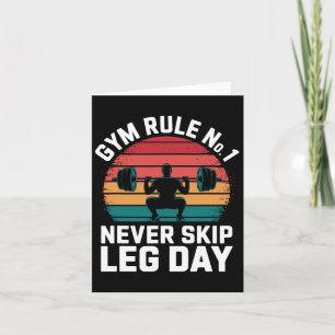 Gym Rule No1 Never Skip Leg Day Retro Bodybuilding Card