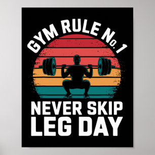 Gym Rule No1 Never Skip Leg Day Retro Bodybuilding Poster